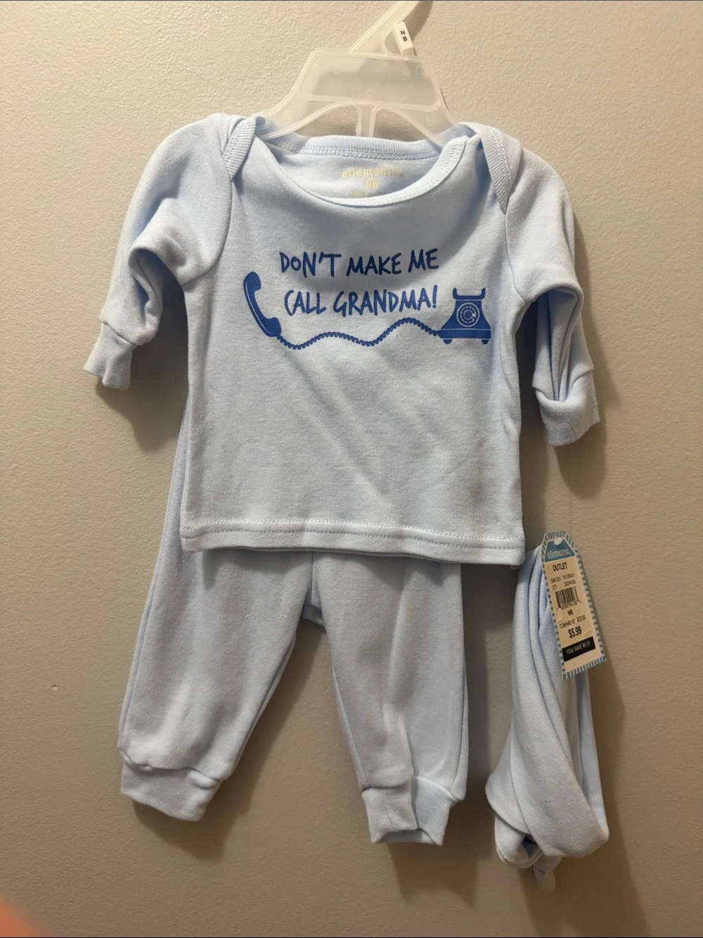 ellemenno Light Blue 'Don't Make Me Call Grandma' Pajama Set